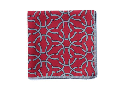 Geometric motif Red silk pocket square – The Kholeno