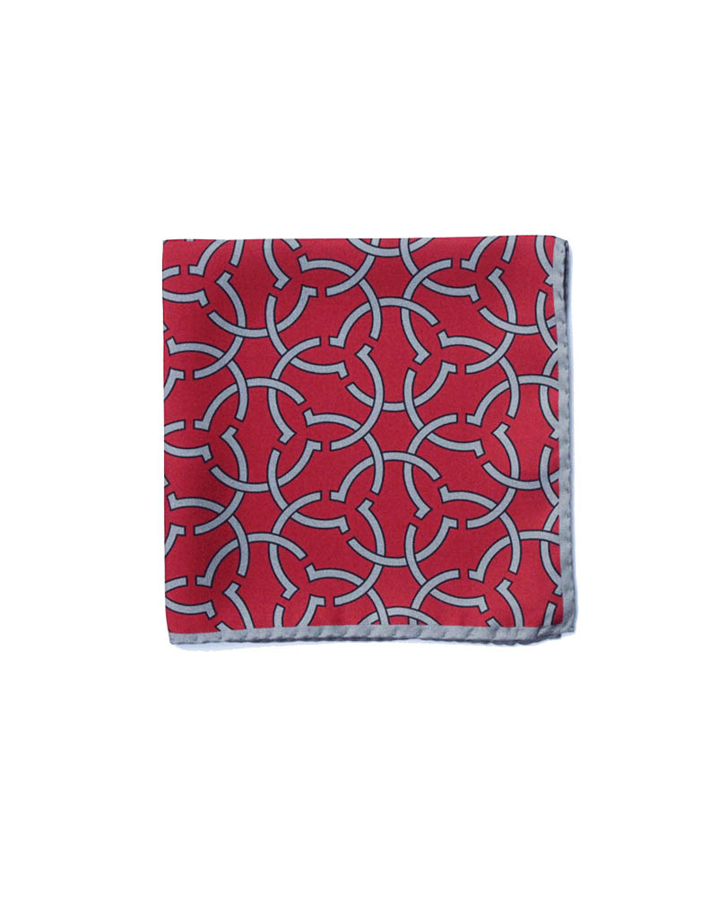 Geometric motif Red silk pocket square – The Kholeno – Fariba Soltani ...