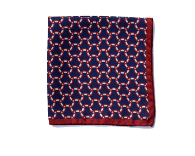 Navy Geometric motif Silk pocket square