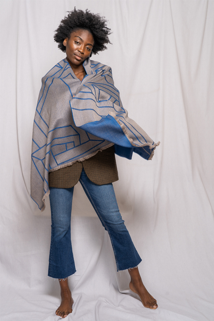 Blue blanket Wool scarf